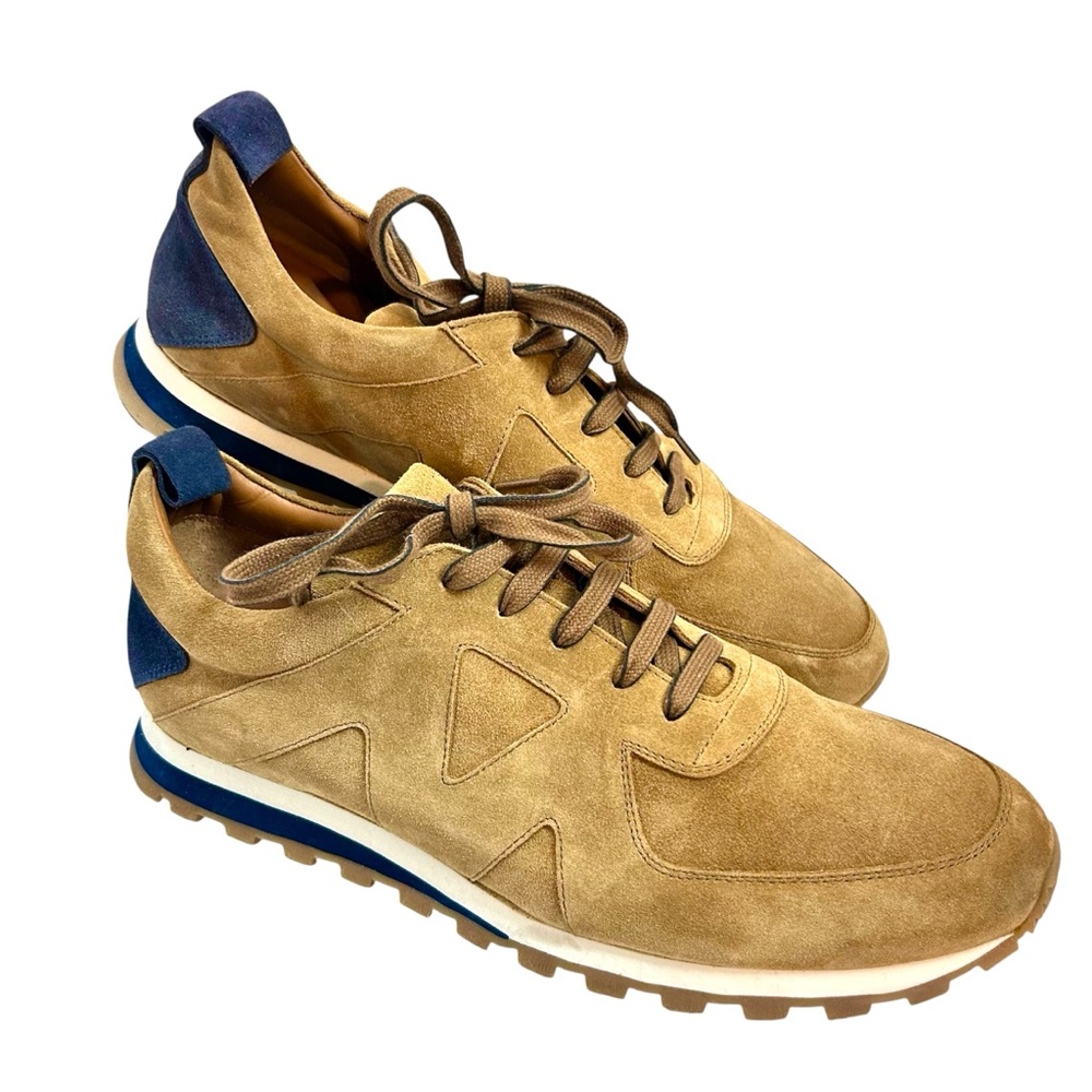 M. Gemi St. Moritz Running Men's Suede Sneakers eu 44 us 12 Camel Navy NWOB